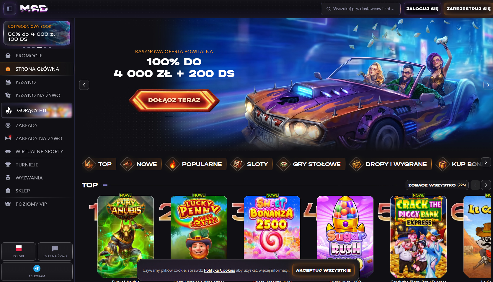 Madcasino Casino bonus kasyno online